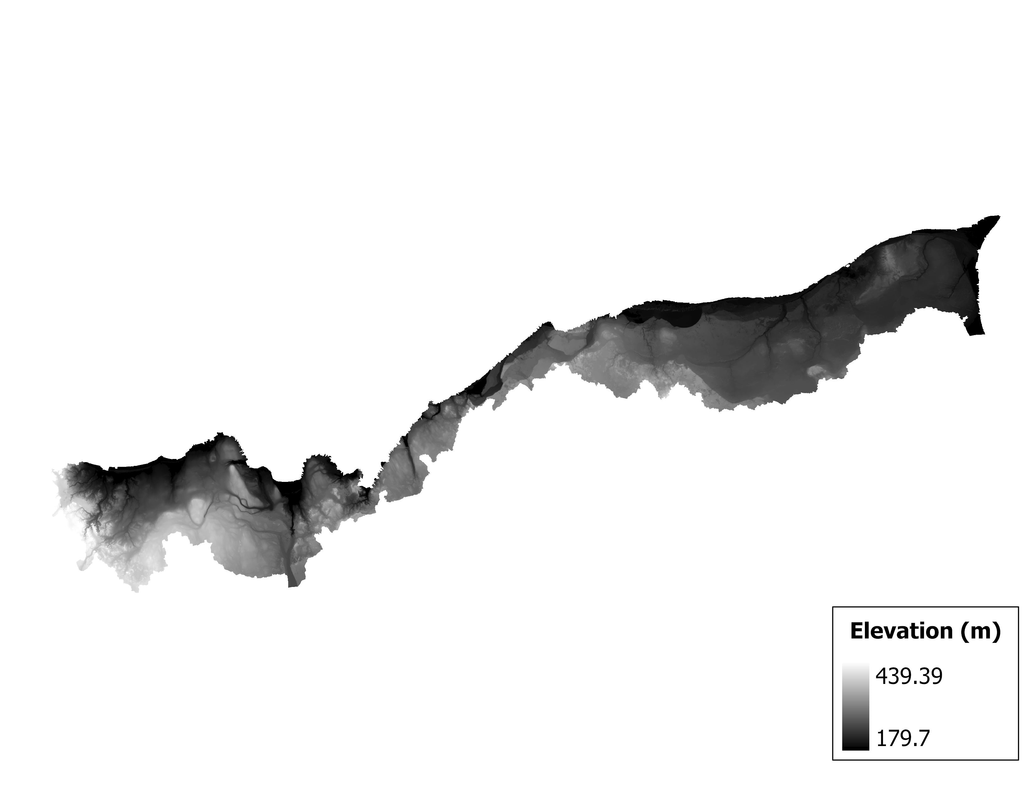 Figure 1.2: Map of elevation in the Betsy-Chocolay subbasin. Blue stars indicate the watershed drainage point.