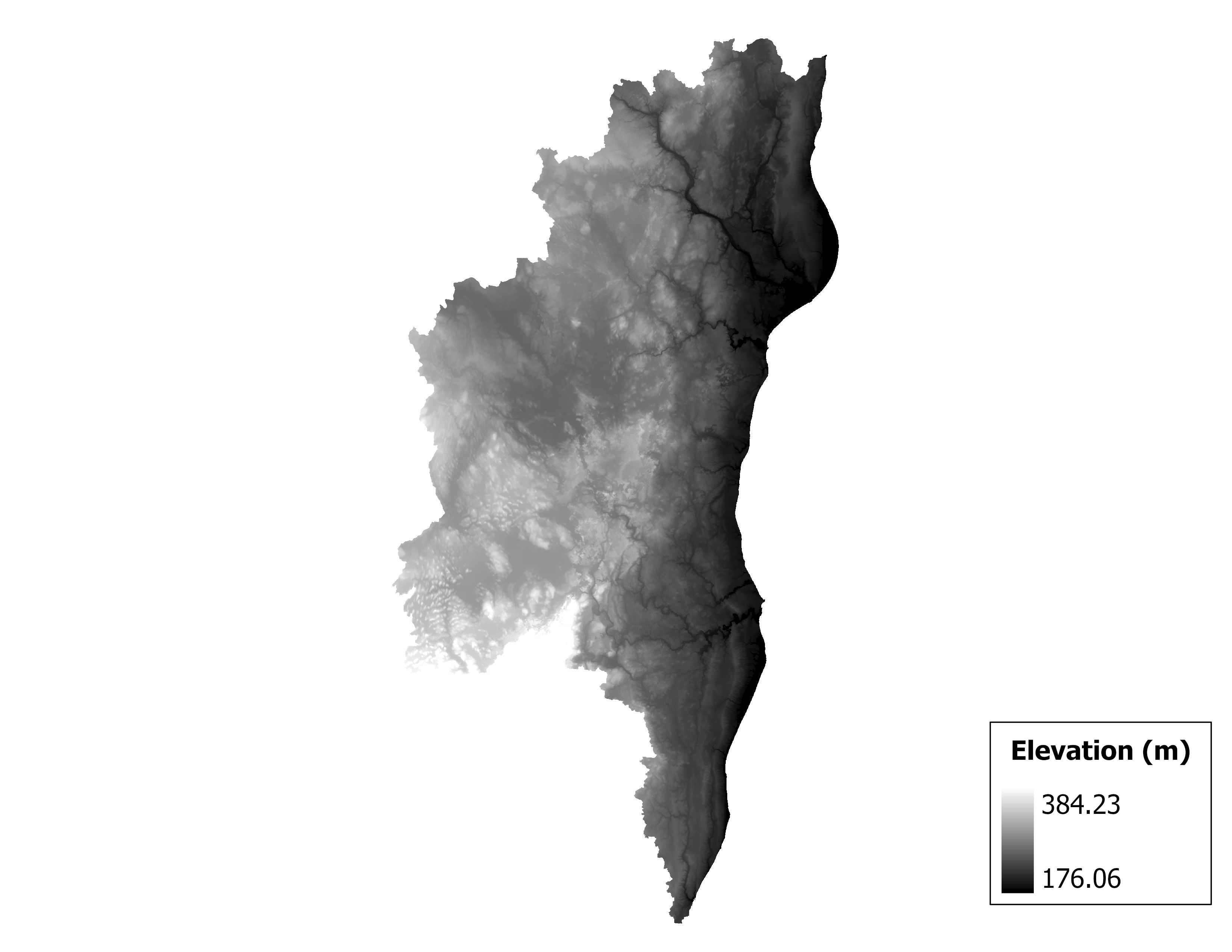 Figure 1.2: Map of elevation in the Manitowoc-Sheboygan subbasin. Blue stars indicate the watershed drainage point.