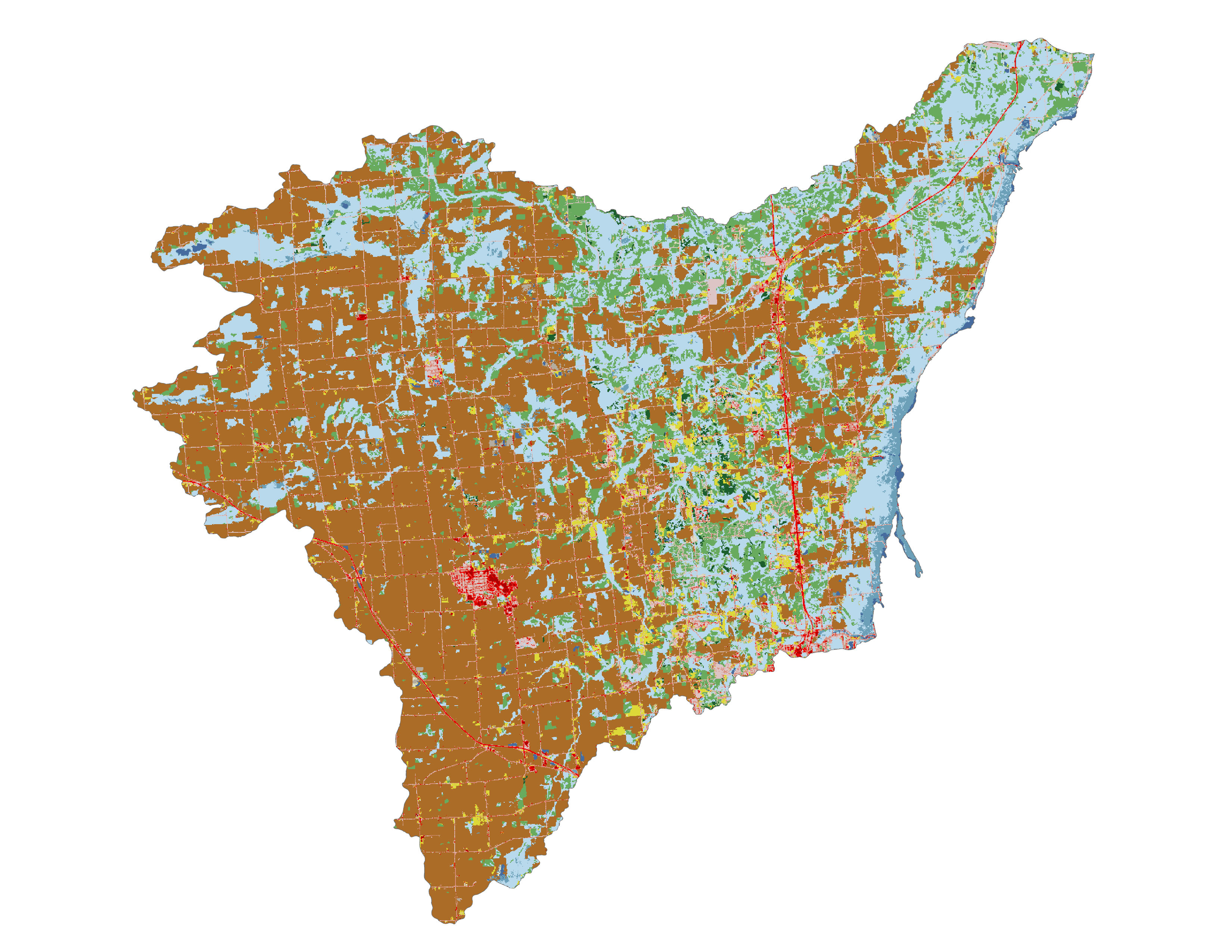 Figure 1.3: Land cover in the Duck-Pensaukee subbasin.